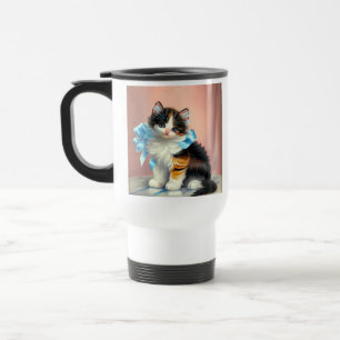Caneca Térmica Ilustração Vintage Calico Kitten