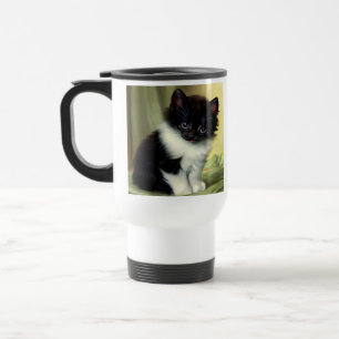 Caneca Térmica Ilustração Vintage Tuxedo Kitten