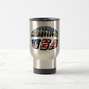 Caneca Térmica Imagem de Connecticut e de bandeira dos EUA texto