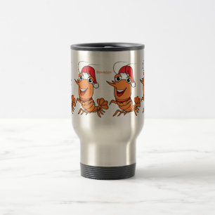 Caneca Térmica Imagem de desenho animado de camarão de Natal fel