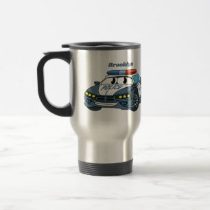 Caneca Térmica Imagem de desenho animado de carro da polícia fel
