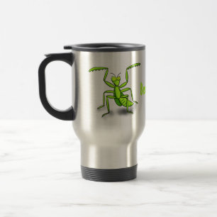 Caneca Térmica Imagem de desenho animado de louva-a-deus engraçad