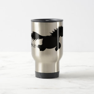 Caneca Térmica Imagem de desenho animado de pônei Shetland em ci