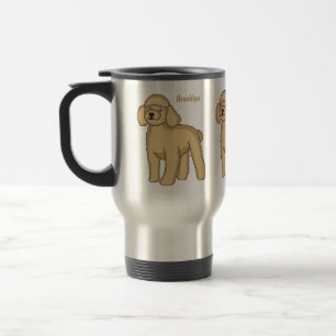 Caneca Térmica Imagem de desenho animado de poodle marrom feliz