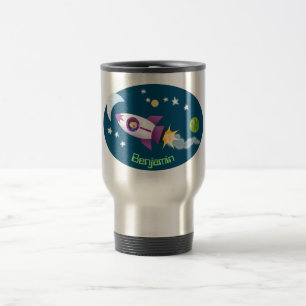 Caneca Térmica Imagem de um foguete em cartoon espacial