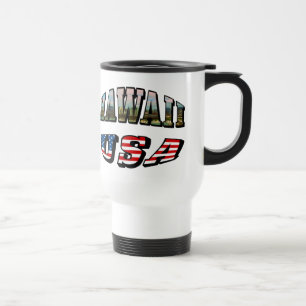 Caneca Térmica Imagem do Havaí e Texto de Sinalizador dos EUA