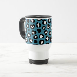 Caneca Térmica Impressão Animal, Leopardo Azul, Manchas de Chita,