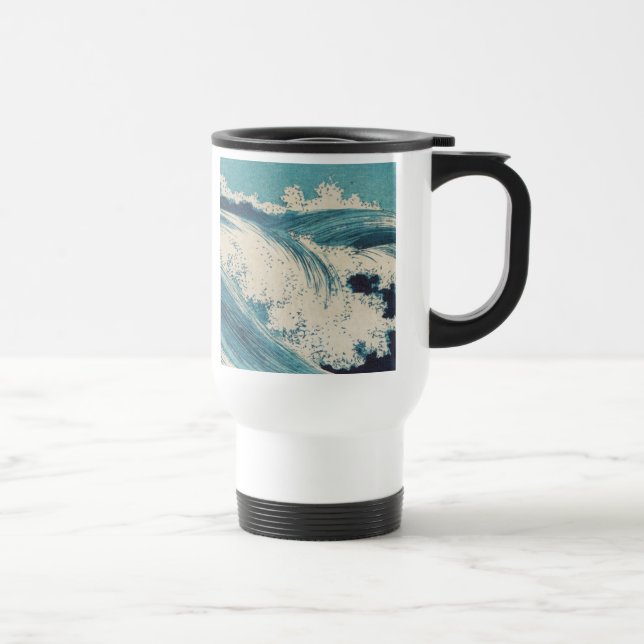 Caneca Térmica Impressão Antiga de Blocos de Madeira Japonesa Ond (Direita)