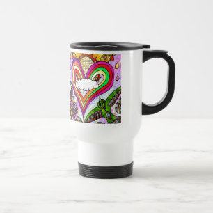 Caneca Térmica Impressão de Arte de Coração Arco-Íris Psicodélico