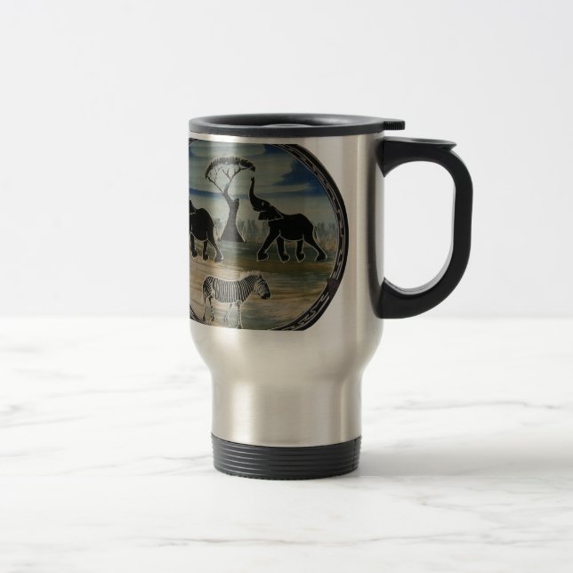Caneca Térmica Impressão de Arte de Elefante Africano (Direita)