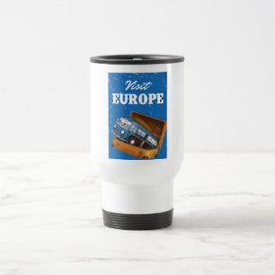 Caneca Térmica Impressão de férias vintage na Europa.