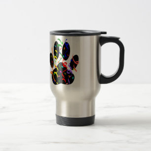 Caneca Térmica Impressão De Pata De Cães Com Confetti E Streamer