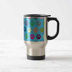 Caneca Térmica Impressão de patas de filhotes coloridas
