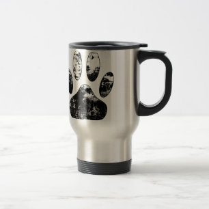 Caneca Térmica Impressão de Pista de Cachorro Preto e Branco