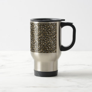 Caneca Térmica Impressão Dourada de Leopardo Preto