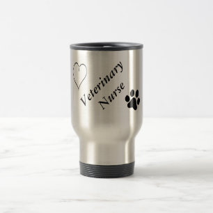 Caneca Térmica Impressão e coração Enfermeira-Pretos veteriná
