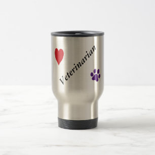 Caneca Térmica Impressão e coração Veterinário-Roxos da pata