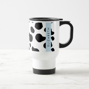 Caneca Térmica Impressão, Pontos De Vaca, Preto E Branco, Seu Nom