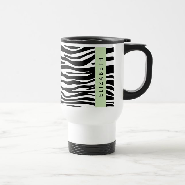 Caneca Térmica Impressão Zebra, Stripes, Preto E Branco, Seu Nome (Direita)