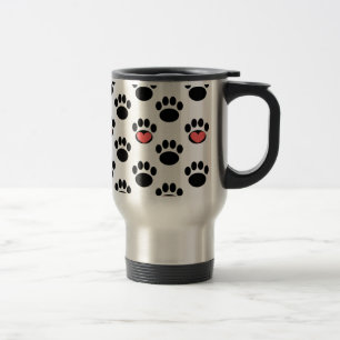 Caneca Térmica Impressões da pata com corações
