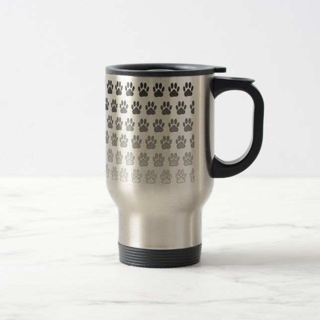 Caneca Térmica Impressões de pata de gradiente em preto e branco  (Direita)