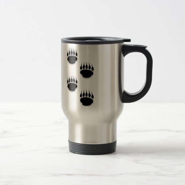 Caneca Térmica Impressões de pata de urso preto (Direita)