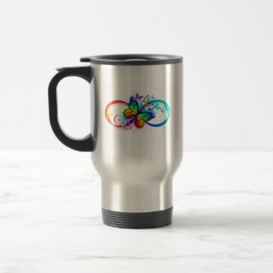 Caneca Térmica Infinidade brilhante com borboleta arco-íris