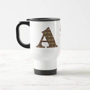 Caneca Térmica Iniciais do Monograma A Floral Vintage Personaliza