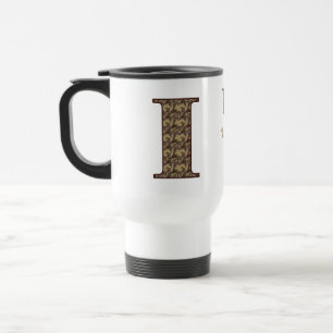 Caneca Térmica Iniciais do Monograma I Floral Vintage Personaliza