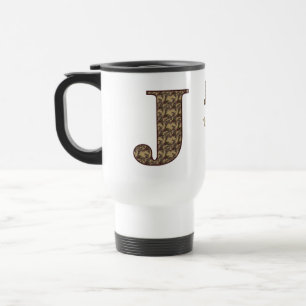 Caneca Térmica Iniciais do Monograma J Floral Vintage Personaliza