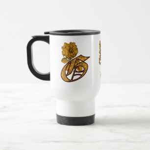 Caneca Térmica Inicial do Monograma G Peônia Dourada Elegante Per