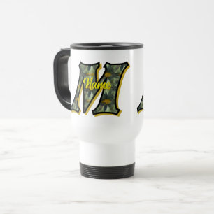 Caneca Térmica Inicial do Monograma M Margaridas Arte Floral Pers