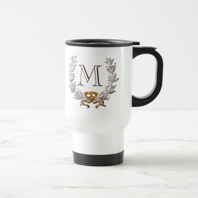 Caneca Térmica Inicial personalizada grinalda do monograma do (Direita)