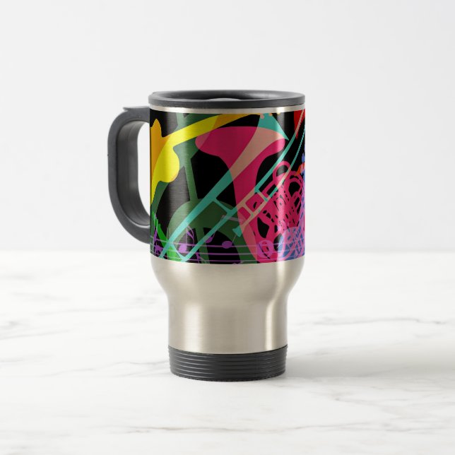 Caneca Térmica Instrumentos Musicais Design Pop Art (Frente Esquerda)