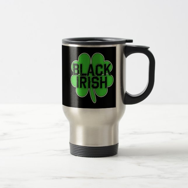 Caneca Térmica Irlandês preto com o trevo grande para o Dia de (Direita)