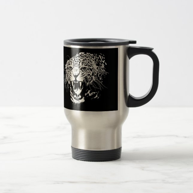 Caneca Térmica Jaguar Preto e Branco (Direita)