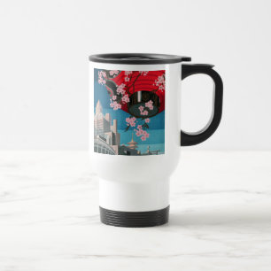 Caneca Térmica Japão Tóquio Vintage Cartaz de Viagem Japonês