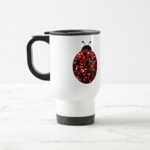 Caneca Térmica Joaninha vermelha escura com brilho falso faiscant
