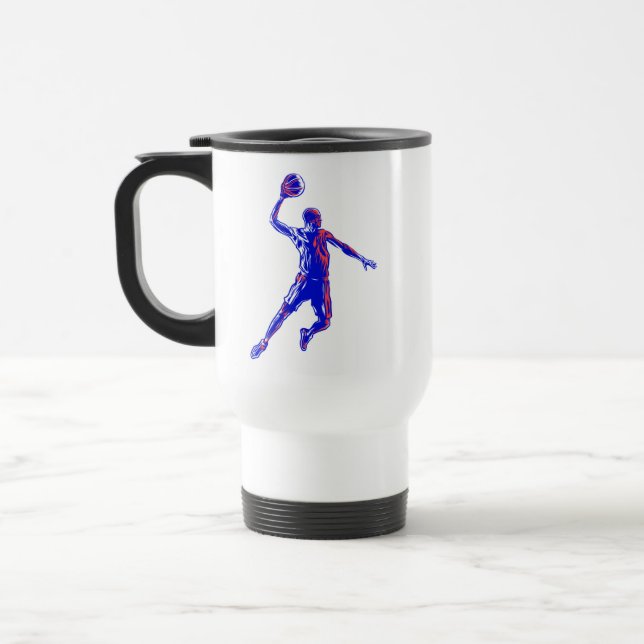 Caneca Térmica Jogador de basquetebol Slam Dunk, Vermelho e Azul  (Esquerda)