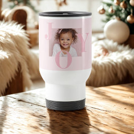 Caneca Térmica JOY Blush Pink Modern Christmas | Personalized 