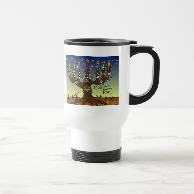 Caneca Térmica Judaica L'shanah Tovah Tree Of Life Gifts Roupa (Direita)