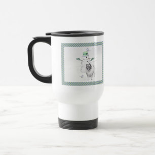Caneca Térmica Keeshond Christmas Snowman Pinting Art