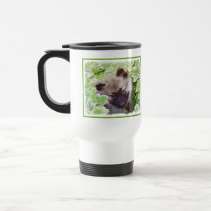 Caneca Térmica Keeshond Puppy in the Garden Painting Original Art