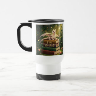 Caneca Térmica koffiebeker  draak op stapel boeken - I am booked