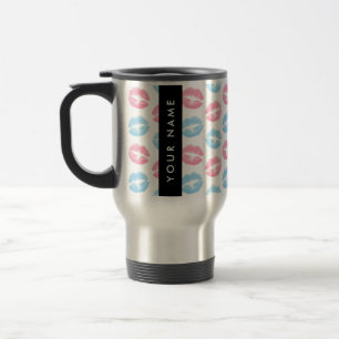 Caneca Térmica Lábios Rosa, Lábios Azuis, Beijo, Seu Nome, Person