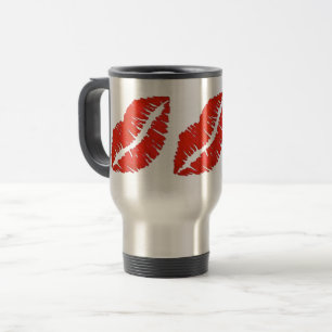 Caneca Térmica Lábios vermelhos Batom Impressão Dia de os namorad