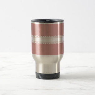 Caneca Térmica Lace Branco E Rosa Decorativos