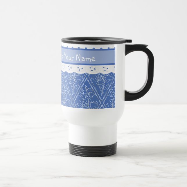 Caneca Térmica Lace de Faux do Bolinhas Blue Periwinkes Personali (Direita)