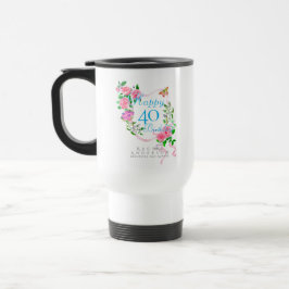 Caneca Térmica Laço de Rosa Rosa de 40º Aniversário