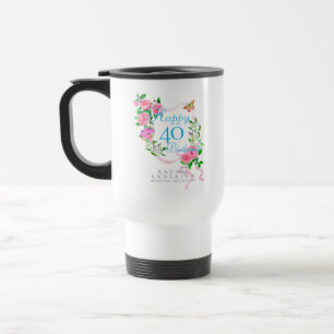 Caneca Térmica Laço de Rosa Rosa de 40º Aniversário
